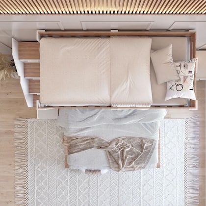 Imagem de Beliche Casal Family Star Plus Casatema Branco/Amadeirado Montana Perfect Wood