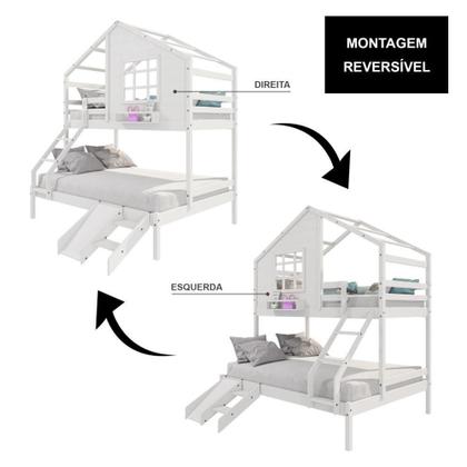 Imagem de Beliche Casinha Janela Casal Escada/escorregador Branco