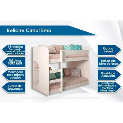 Imagem de Beliche Cimol Ema+2 Colchões Ortobom Physical Branco