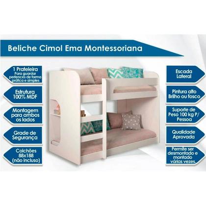 Imagem de Beliche Cimol Ema+2 Colchões Polar Gray D20 Branco