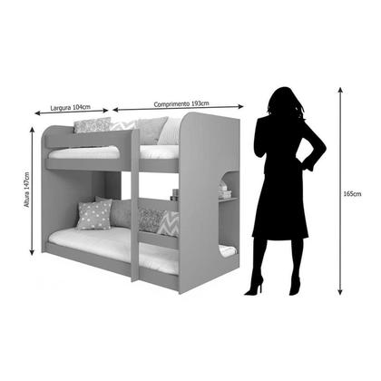 Imagem de Beliche Cimol Ema+2 Colchões Polar Gray D20 Branco