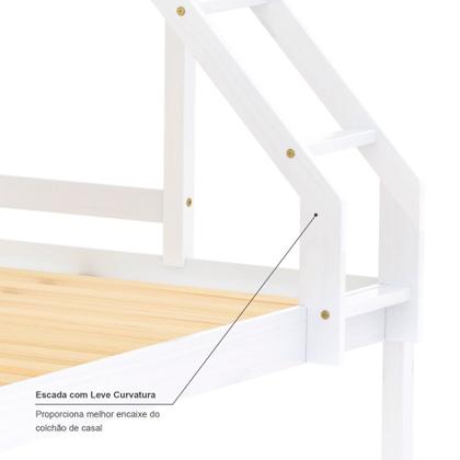 Imagem de Beliche com Cama Casal Slim RB Madeira Maciça Branco Housin