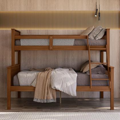 Imagem de Beliche Com Cama De Casal e Solteiro De Madeira Merk Moveis