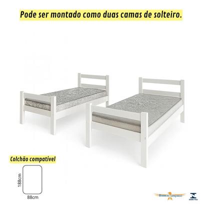 Imagem de Beliche Com Escada e Protetor Lateral Solteiro Compacta Vira Duas Camas Design Moderno