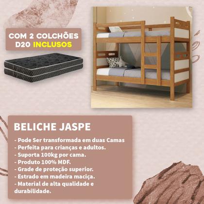 Imagem de Beliche Compacta Funcional 2 Em 1 Vira Duas Camas C/ Colchão