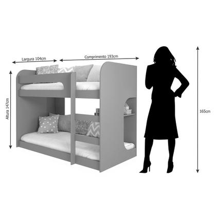 Imagem de Beliche Ema Montessoriana em MDF Com Prateleira Cimol
