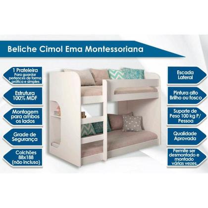 Imagem de Beliche Ema Montessoriana Nature/Off White - Cimol