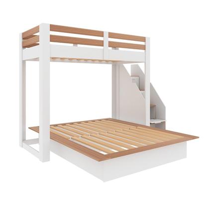 Imagem de Beliche Family Adulto com Cama Casal Star Plus Casatema Branco/Amadeirado Montana