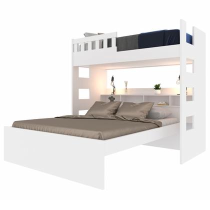 Imagem de Beliche Family Queen com Nichos 100% MDF Branco
