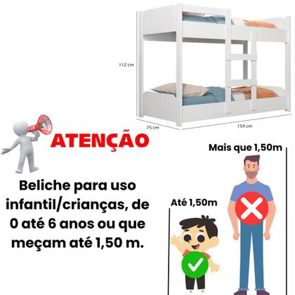 Imagem de Beliche Infantil Cama 100% MDF Bicama Com Escada Segurança Reforçada Quarto Crianças