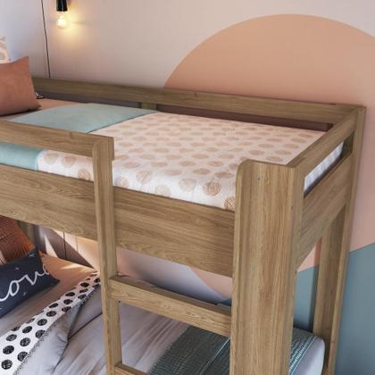 Imagem de Beliche Infantil com Grade de Proteção e Escada Slim Marrom