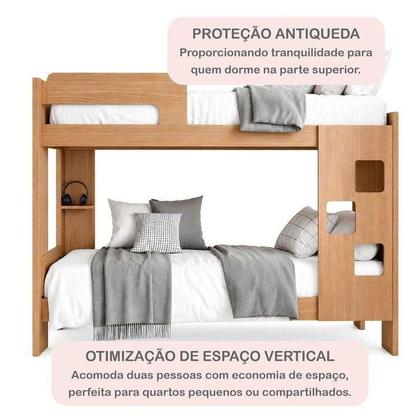 Imagem de Beliche Infantil/Juvenil 100% MDF com Prateleira July Branco