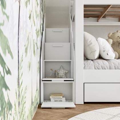 Imagem de Beliche Infantil/juvenil 2 Gavetões e Escada com 4 Nichos Star Plus Casatema MadeiraOriginals