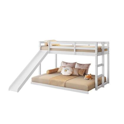 Imagem de Beliche Infantil Montessoriana Extensível Family com Escorregador Casatema MadeiraOriginals Branco