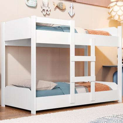 Imagem de Beliche Infantil Reforçada com 2 Colchões Branca e Cores FLO