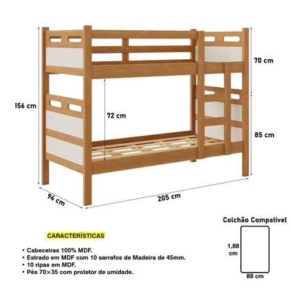 Imagem de Beliche Jaspe Reforçada com 2 Colchões D33 Premium - Nature/OffWhite