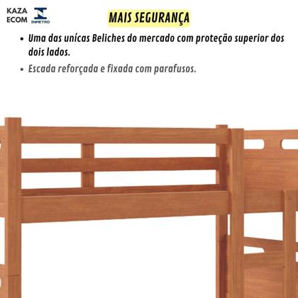 Imagem de Beliche Jaspe Reforçada com Colchão Probel Guarda Costas - Proteção Lateral Total Superior