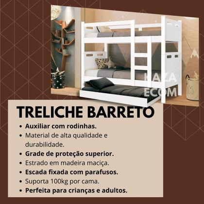 Imagem de Beliche Jaspe Treliche Triliche com Cama Auxiliar e 03 Colchões D33 Premium