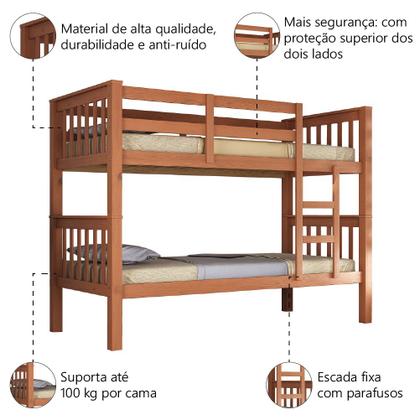 Beliche Madeira Maciça Esmeralda Pederpinus Castanho - PEDERPINUS IND E COM DE MOVEIS LTDA EPP Imagem de Beliche Madeira Maciça Esmeralda Pederpinus Castanho