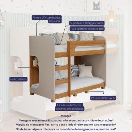 Imagem de Beliche Montessoriana 100% Mdf Com Pés 1 Prateleira Ema Cimol