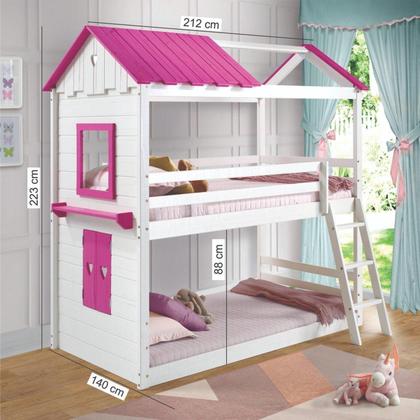 Imagem de Beliche Montessoriana Casa dos Sonhos Branco/Pink