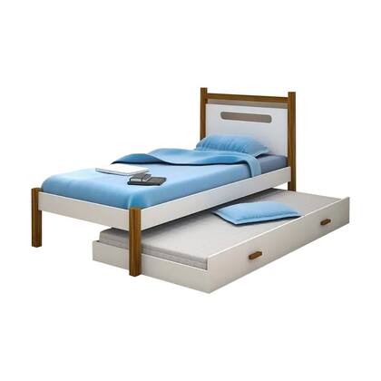 Imagem de Beliche Montessoriana Design Infantil Eloa Solteiro - Branco/amêndoa Incluso Lousa Mágica