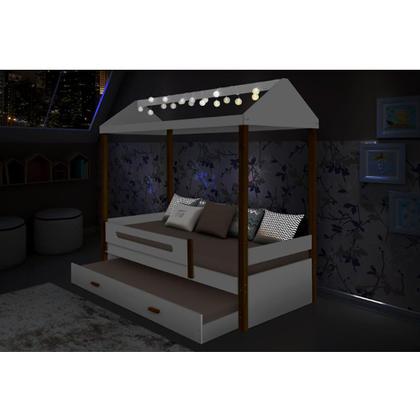 Imagem de Beliche Montessoriana Design Infantil Sara Solteiro C/ Led Divaloto - Branco/amêndoa