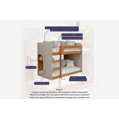 Imagem de Beliche Multifuncional Ema Montessoriana Nature/Off White - Cimol