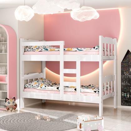 Imagem de Beliche Perola em Madeira Maciça Cor Branco  Conforto, Segurança e Estilo para o Quarto