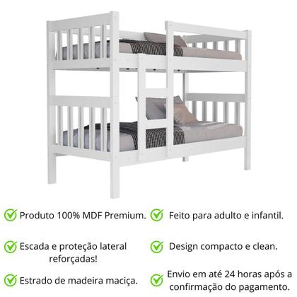 Imagem de beliche solteiro capri branco madeira mdf para quarto design moderno e robusto