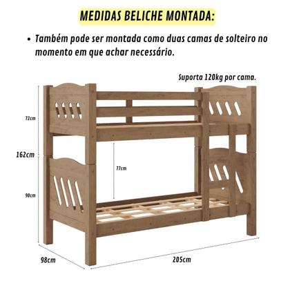 Imagem de Beliche Solteiro Duas Camas Reforçada Com Proteção até 120kg Entrega Imediata