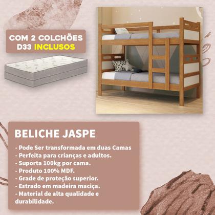 Imagem de Beliche Solteiro Em Mdf Vira Duas Camas Com Colchão D33 Premium