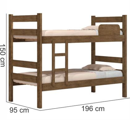 Imagem de Beliche Solteiro J&A Móveis Prisma Plus c/ escada e proteção - Jequitibá