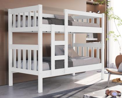 Imagem de Beliche Solteiro MDF Branco UV 2 Lugares Vira Duas Camas Com 2 COlchão D20 188x88