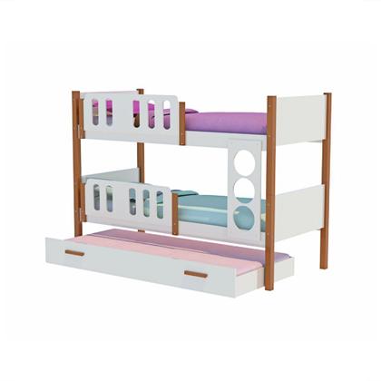 Imagem de Beliche Solteiro Ônix com Cama Auxiliar - Branco com Mel