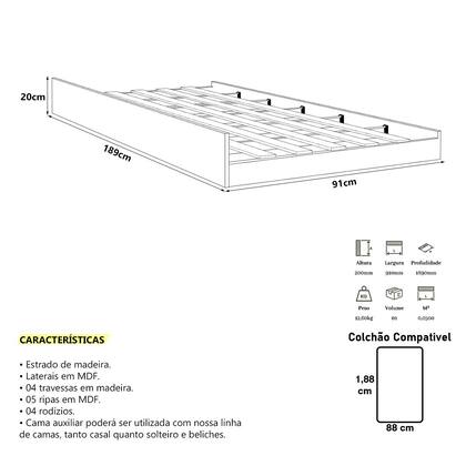 Imagem de Beliche Vira Duas Camas Com Cama Auxiliar Inclusa Completa Com 3 Colchões D33 Ortopédico