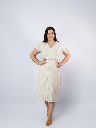 Imagem de Belissimo Conjunto Saia E Blusa Em Linho Com Algodão Cristã