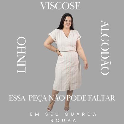 Imagem de Belissimo Conjunto Saia E Blusa Em Linho Com Algodão Cristã