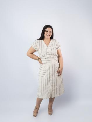 Imagem de Belissimo Conjunto Saia E Blusa Em Linho Com Algodão Cristã