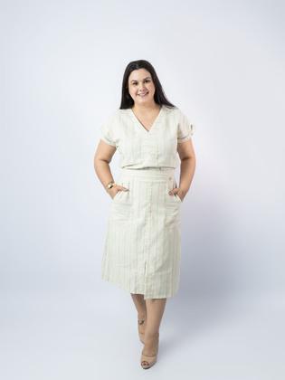 Imagem de Belissimo Conjunto Saia E Blusa Em Linho Com Algodão Cristã