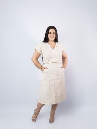 Imagem de Belissimo Conjunto Saia E Blusa Em Linho Com Algodão Cristã