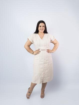 Imagem de Belissimo Conjunto Saia E Blusa Em Linho Com Algodão Cristã