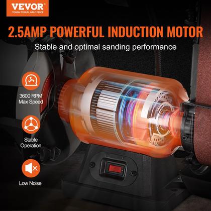 Imagem de Bench Grinder Sander VEVOR de 8 polegadas com combinação de correias de 2 x 28 polegadas
