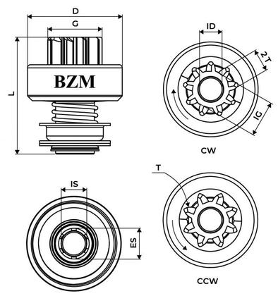 Imagem de Bendix Impulsor de Partida BZM 0976 Citroën Fiat Lancia Mercedes-Benz Peugeot Renault