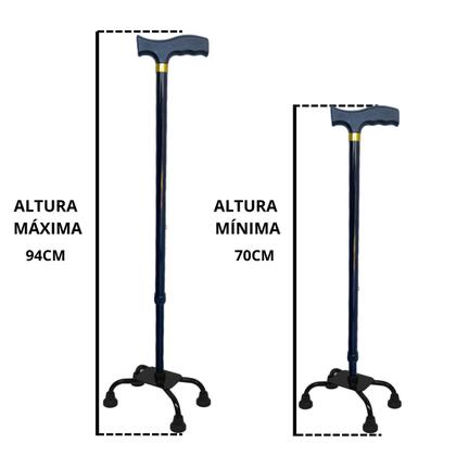 Imagem de Bengala 4 Apoios Alumínio Ortopédica 90kg Regulagem De Altura