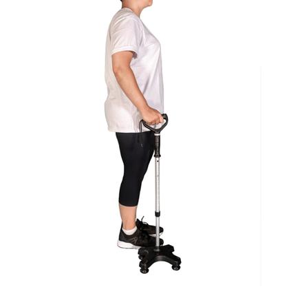Imagem de Bengala 4 Pontas Apoio Regulável Alumínio Preto Mercur Antiderrapante Ortopédica Profissional Mobilidade Idoso Reabilitação Segurança