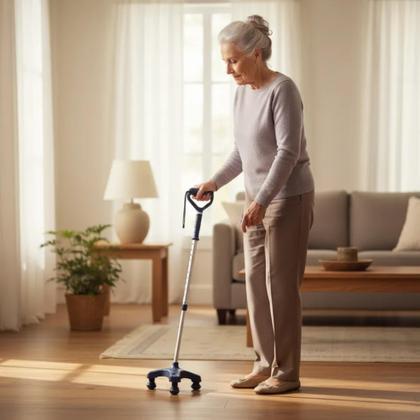 Imagem de Bengala 4 Pontas Regulável Mercur em Alumínio Azul Escuro Antiderrapante