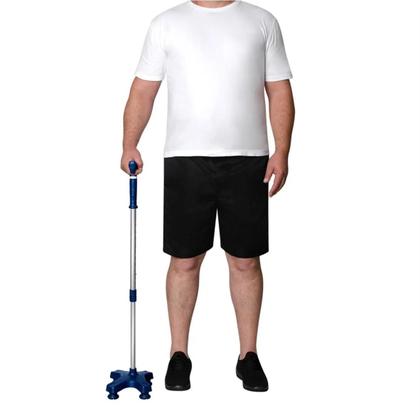 Imagem de Bengala 4 Pontas Tipo T C/ Apoio Regula Alumínio Azul Mercur