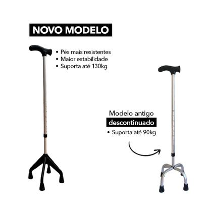 Imagem de Bengala Alo 4 Pontas suporta 130 Kg Cinza/Preto Alumínio Ajustável 69 97cm