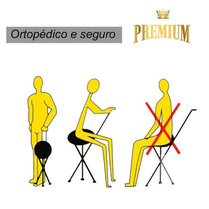 Imagem de Bengala Banco Banqueta Cadeira Assento Dobravel Ortopedico